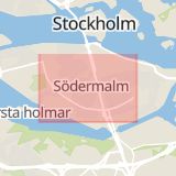 Karta som med röd fyrkant ramar in Södermalm, Ringvägen, Stockholm, Stockholms län