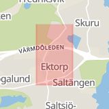 Karta som med röd fyrkant ramar in Ektorp, Ektorpsvägen, Nacka, Stockholms län