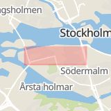 Karta som med röd fyrkant ramar in Södermalm, Hornsgatan, Stockholm, Stockholms län