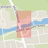 Karta som med röd fyrkant ramar in Båtklubb, Pålsundet, Stockholm, Stockholms län