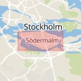 Karta som med röd fyrkant ramar in Södermalm, Östermalm, Stockholm, Stockholms län