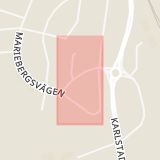 Karta som med röd fyrkant ramar in Högåsgatan, Kristinehamn, Värmlands län
