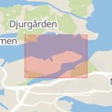 Karta som med röd fyrkant ramar in Kvarnholmen, Nacka, Stockholms län