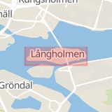 Karta som med röd fyrkant ramar in Hornstull, Långholmen, Stockholm, Stockholms län