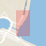 Karta som med röd fyrkant ramar in Slussen, Gamla Stan, Stockholm, Stockholms län