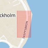 Karta som med röd fyrkant ramar in Skeppsbron, Järntorget, Stockholm, Stockholms län