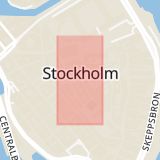 Karta som med röd fyrkant ramar in Gamla Stan, Stora Nygatan, Stortorget, Gågata, Stockholm, Stockholms län