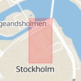Karta som med röd fyrkant ramar in Slottet, Borggård, Stockholm, Stockholms län