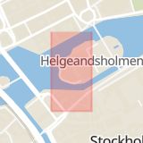 Karta som med röd fyrkant ramar in Slottet, Riksdagshuset, Mynttorget, Slottskajen, Norrbro, Stockholm, Stockholms län