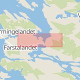 Karta som med röd fyrkant ramar in Skärgårdsvägen, Fruvik, Värmdö, Stockholms län