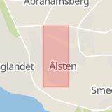 Karta som med röd fyrkant ramar in Ålsten, Orrspelsvägen, Stockholm, Stockholms län