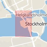 Karta som med röd fyrkant ramar in Centralbron, Gamla Stan, Stockholm, Stockholms län