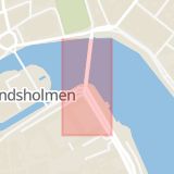 Karta som med röd fyrkant ramar in Skeppsbron, Strömbron, Stockholm, Stockholms län