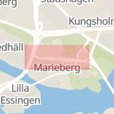 Karta som med röd fyrkant ramar in Marieberg, Rålambsvägen, Stockholm, Stockholms län