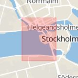 Karta som med röd fyrkant ramar in Centralbron, Hornsgatan, Långholmsgatan, Stockholm, Stockholms län