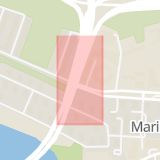 Karta som med röd fyrkant ramar in Essingeleden, Fredhällstunneln, Stockholm, Stockholms län