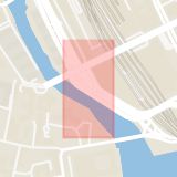 Karta som med röd fyrkant ramar in Klarastrandsleden, Centralbron, Stockholm, Stockholms län