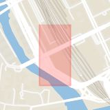 Karta som med röd fyrkant ramar in Mäster Samuelsgatan, Klarabergsviadukten, Stockholm, Stockholms län