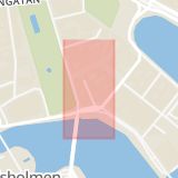 Karta som med röd fyrkant ramar in Grevgränd, Stockholm, Stockholms län