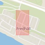 Karta som med röd fyrkant ramar in Fredhäll, Frödingsvägen, Stockholm, Stockholms län