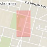 Karta som med röd fyrkant ramar in Kungsholmen, Rådhuset, Scheelegatan, Stockholm, Stockholms län