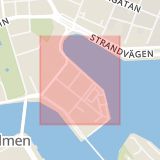 Karta som med röd fyrkant ramar in Nybrokajen, Stockholm, Stockholms län