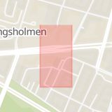 Karta som med röd fyrkant ramar in Kungsholmen, Fridhemsplan, Stockholm, Stockholms län