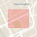 Karta som med röd fyrkant ramar in Klarabergsgatan, Stockholm, Stockholms län