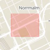 Karta som med röd fyrkant ramar in Norrmalm, Klarabergsgatan, Stockholm, Stockholms län