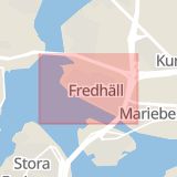 Karta som med röd fyrkant ramar in Fredhäll, Stockholm, Stockholms län