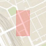 Karta som med röd fyrkant ramar in Kungsgatan, Vasagatan, Stockholm, Stockholms län