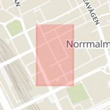 Karta som med röd fyrkant ramar in Norrmalm, Klara Norra Kyrkogata, Stockholm, Stockholms län