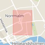 Karta som med röd fyrkant ramar in Norrmalm, Klaratunneln, Stockholm, Stockholms län