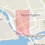 Karta som med röd fyrkant ramar in Norrmalm, Vasagatan, Stockholm, Stockholms län