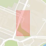 Karta som med röd fyrkant ramar in Stora Wäsby, Stockholmsvägen, Sveriges Radio, Stockholm, Stockholms län