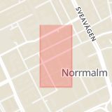 Karta som med röd fyrkant ramar in Kungsgatan, Drottninggatan, Stockholm, Stockholms län
