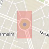 Karta som med röd fyrkant ramar in Karlaplan, Stockholm, Stockholms län