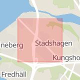 Karta som med röd fyrkant ramar in Lindhagensgatan, Stockholm, Stockholms län
