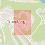 Karta som med röd fyrkant ramar in Hallebergsvägen, Traneberg, Stockholm, Stockholms län