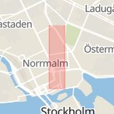Karta som med röd fyrkant ramar in Regeringsgatan, Stockholm, Stockholms län