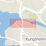 Karta som med röd fyrkant ramar in Kungsholmen, Hornsbergs Strand, Stockholm, Stockholms län
