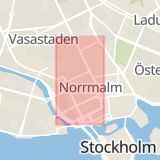 Karta som med röd fyrkant ramar in Drottninggatan, Stockholm, Stockholms län
