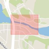 Karta som med röd fyrkant ramar in Karlbergskanalen, Stockholm, Stockholms län