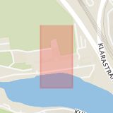 Karta som med röd fyrkant ramar in Klarastrandsleden, Karlberg, Stockholm, Stockholms län