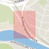 Karta som med röd fyrkant ramar in Vasastan, Pampaslänken, Stockholm, Stockholms län