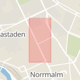 Karta som med röd fyrkant ramar in Vasastaden, Luntmakargatan, Stockholm, Stockholms län