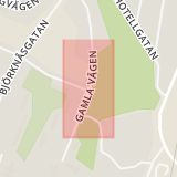 Karta som med röd fyrkant ramar in Järpegatan, Gamla Slottsbron, Grums, Värmlands län