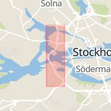Karta som med röd fyrkant ramar in Essingeleden, Brommaplan, Stockholm, Stockholms län