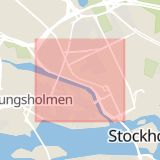 Karta som med röd fyrkant ramar in Klarastrandsleden, Stockholm, Stockholms län