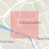Karta som med röd fyrkant ramar in Atlasgatan, Torsgatan, Stockholm, Stockholms län